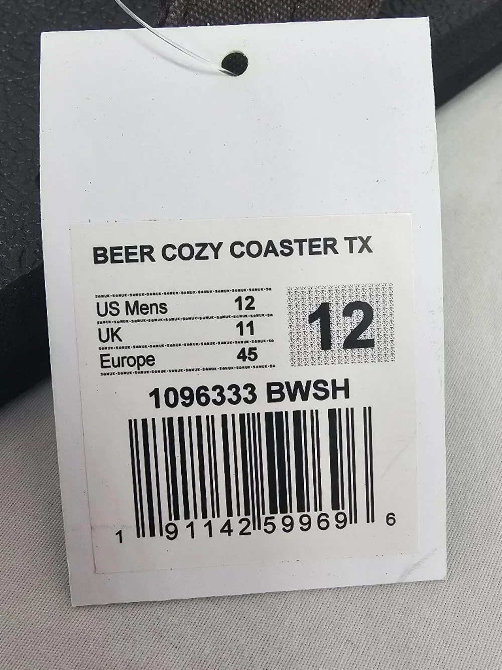 Sanuk Beer Cozy Coaster Comfort TX Flip Flops Brown Strap Black Soles Men's 12